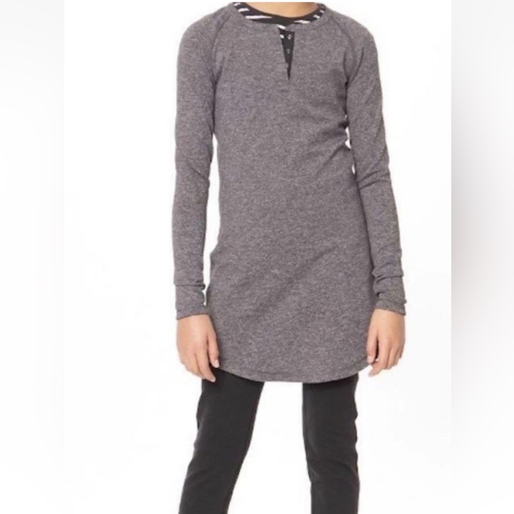 NWT ivivva Set to Go Dress Grey Girls Size 10 / Medium M Long Sleeve Henley